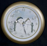 Musical Christmas Caroling Snowman Chime Clock